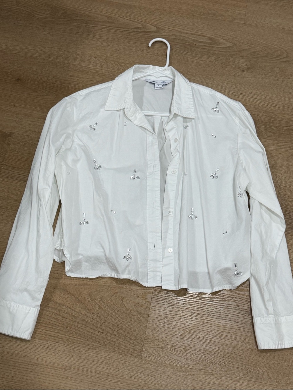 Old Navy White Button-Down Shirt with Sequin Embellishments